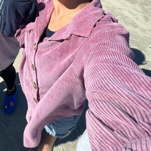 Forever 21 Pink Corduroy Button Down